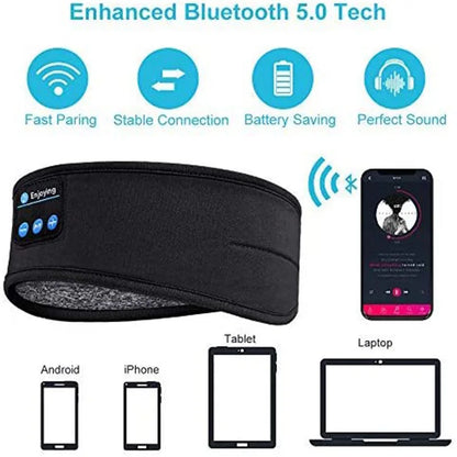 Wireless Bluetooth 5.0 Earphone Sleeping Band Music Headphones Soft Elastic Comfortable Eye Mask Sleep Headset for Side Sleeper