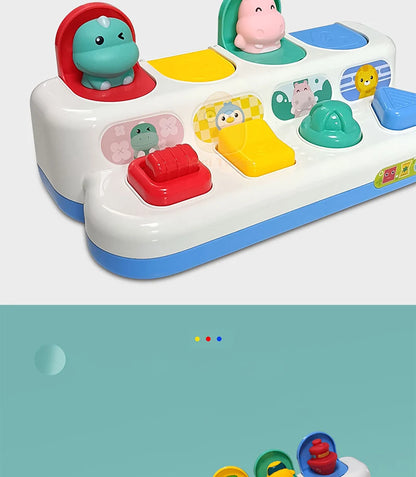 Baby Pop Up Toy Montesorri Fine Motor Skill Training Press Pull Click Animal Car Button Educational Toys For 13 24 Month Infant