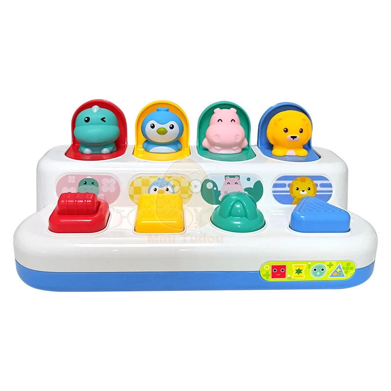 Baby Pop Up Toy Montesorri Fine Motor Skill Training Press Pull Click Animal Car Button Educational Toys For 13 24 Month Infant