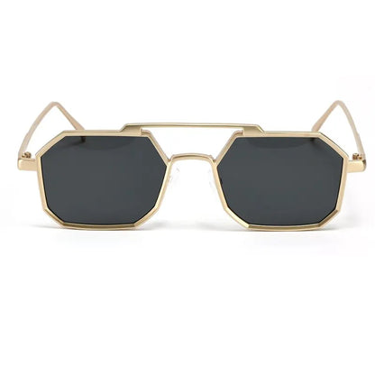 Classic Metal Punk Square Sunglasses Men Women Retro Double Bridges Fashion Woman Polygon Sunglasses Trendy Vintage Shades UV400